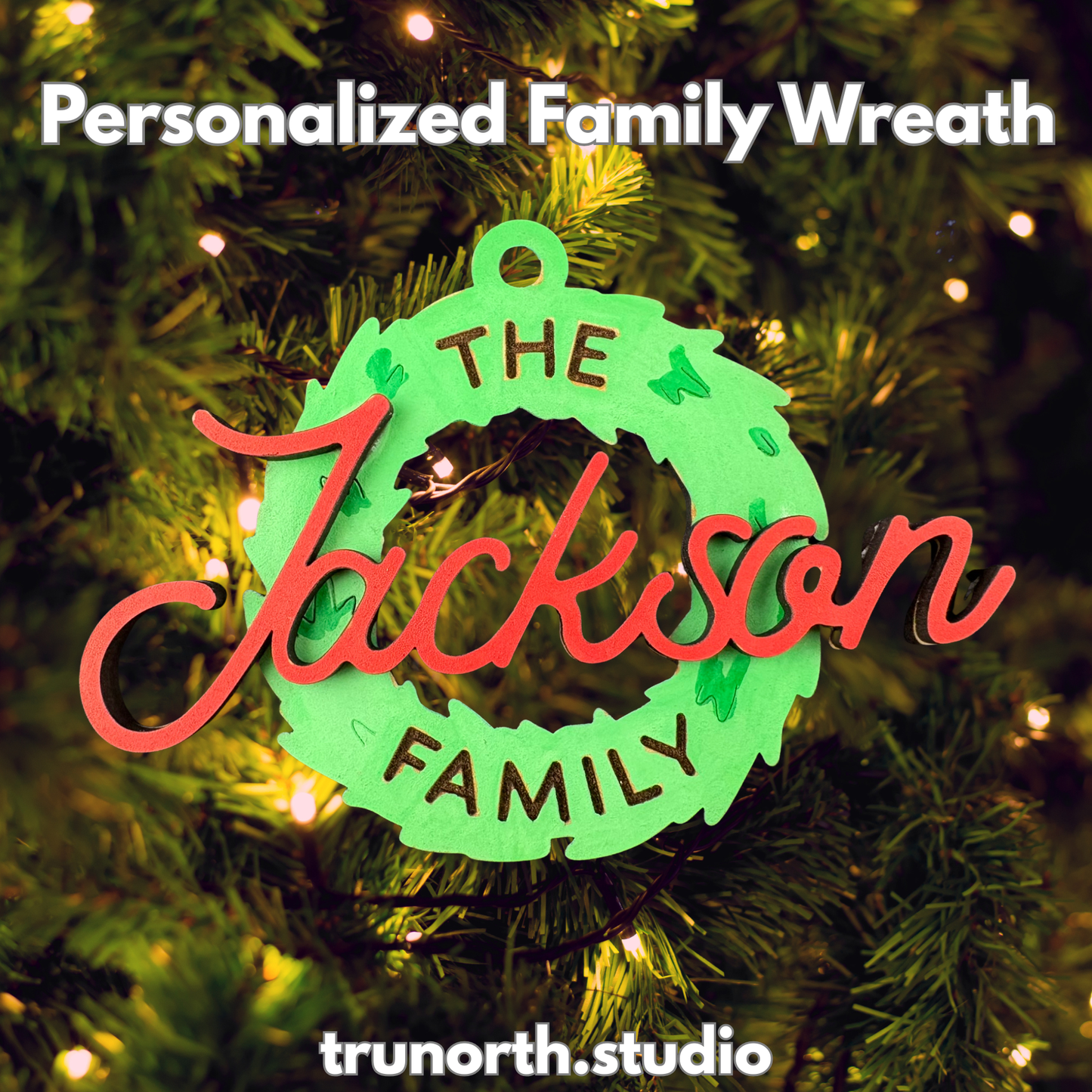 Personalized Family Wreath Ornament – Christmas Decoration