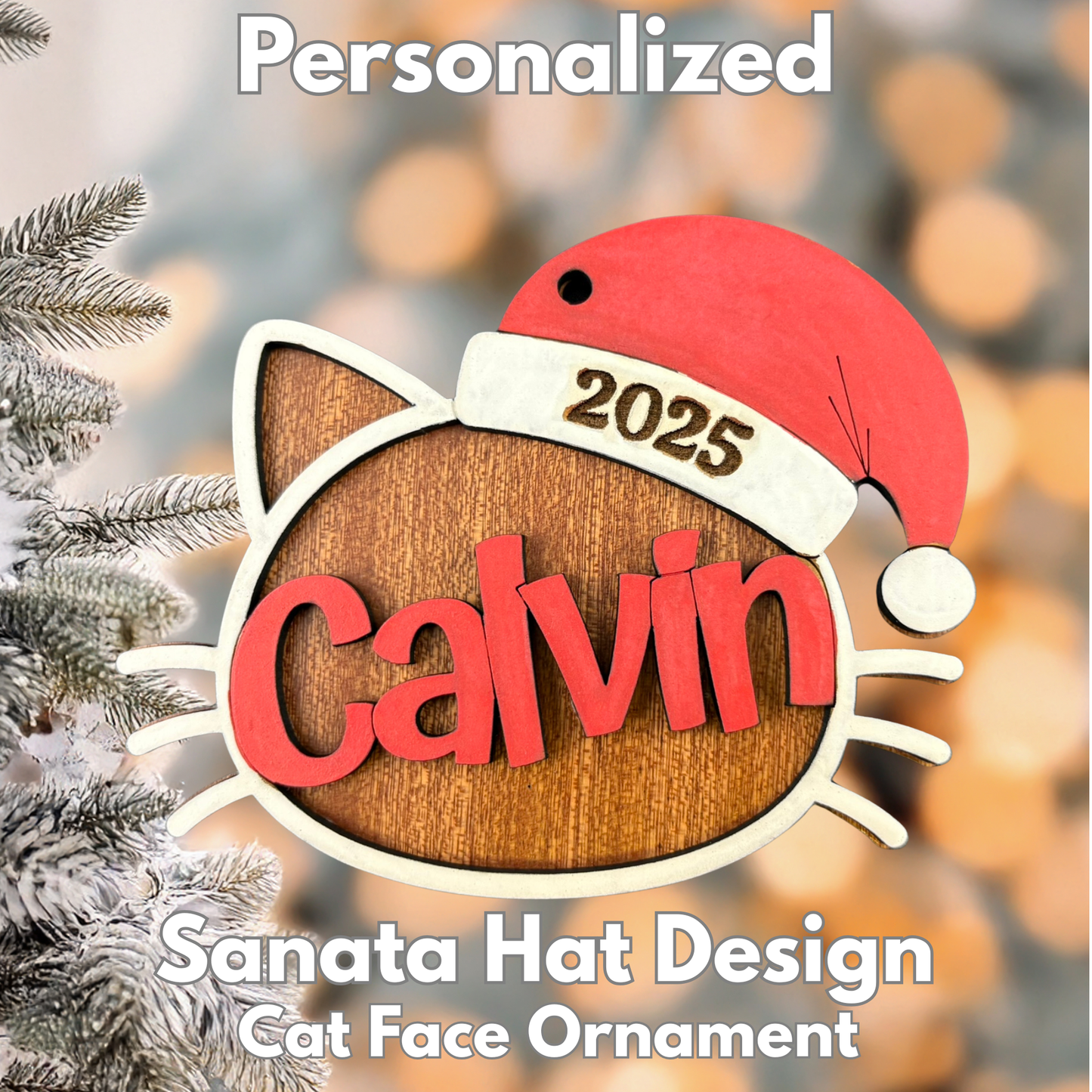 Cat Personalized Christmas Ornament