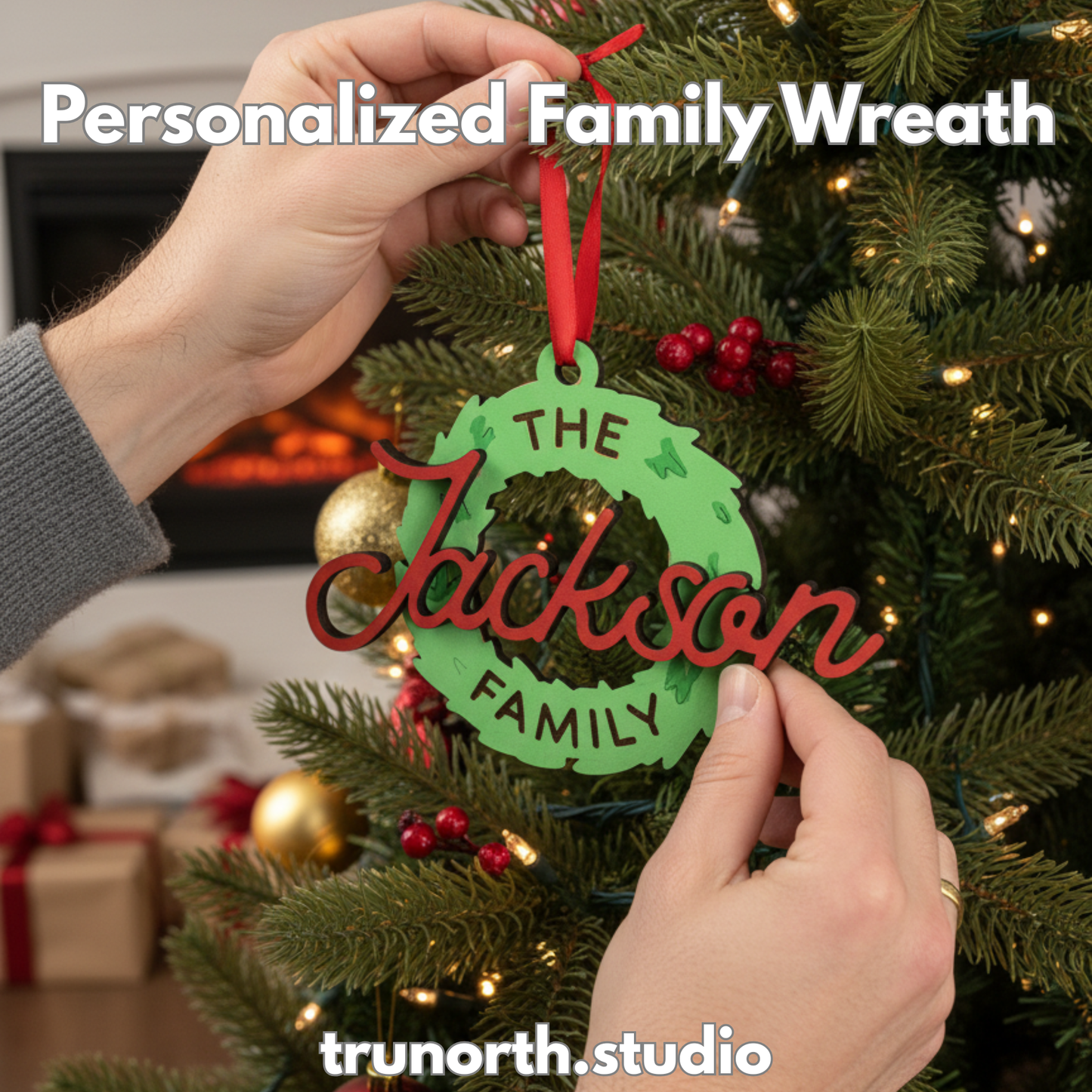 Personalized Family Wreath Ornament – Christmas Decoration