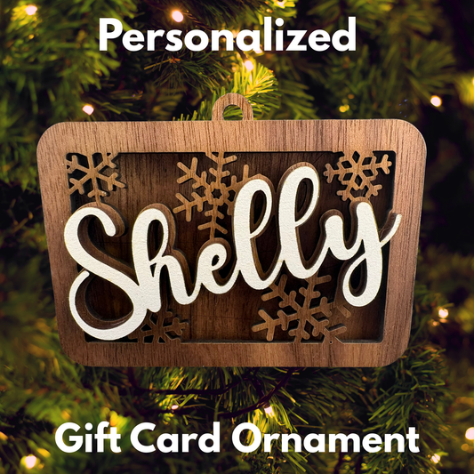 Personalized Wooden Gift Card Ornament – Custom Name Christmas Ornament